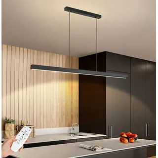 SENFAY 120cm LED Hängelampe esstisch Dimmbar, Pendelleuchte Schwarz mit Fernbedienung, 48W Moderne Linear design Hängeleuchte, Esstischlampe hängend Höhenverstellbar für Esszimmer Küche büro