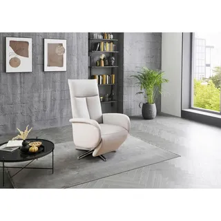 Sit & More Relaxsessel , Weiß , Leder , Echtleder , Nappaleder , 75x112x82 cm , Goldenes M, Made in Europe, DGM-Klimapakt , Sitzfläche 360° drehbar, gepolsterte Armlehnen , Wohnzimmer, Sessel, Ledersessel