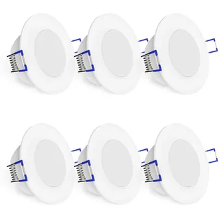 linovum WEEVO 6er Set IP44 Einbaustrahler LED 230V für Bad & Außen - runde Deckenspots neutralweiß 3,5W flacher Einbau 29 mm