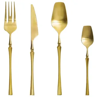 AF-WAN Luxuriöses goldenes Besteck-Set, 4-teiliges Edelstahl-Besteck-Set, hochwertiges Geschirr-Set, Geschirr-Sets, Mehrzweck-Einsatz für Zuhause und Küche, mit Geschenkbox (Gold, 4)