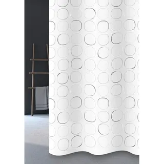 Grund Duschvorhang , Grau , Kunststoff , Tropfen , 180x200 cm , Made in Europe, Oeko-Tex® Standard 100 , Heimtextilien, Badtextilien, Duschvorhänge