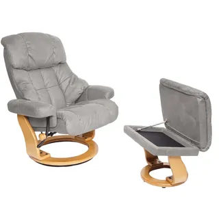 MCA Furniture Relaxsessel Calgary XXL Leder 58 x 104 x 70 cm Grau mit Hocker