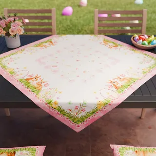 PETTI Artigiani Italiani - Ostertischdecke 90 x 90 cm aus schmutzabweisender Mikrofaser, elegant und waschbar, Mittelstück für Ostern, raffinierte Dekoration, 100 % Made in Italy