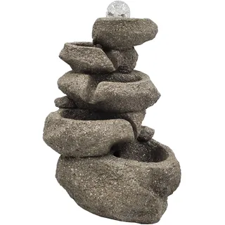 Dehner Zimmerbrunnen Olina, Indoor-Brunnen, mit LED-Beleuchtung, ca 16,5x34x22 cm, Polyresin, grau