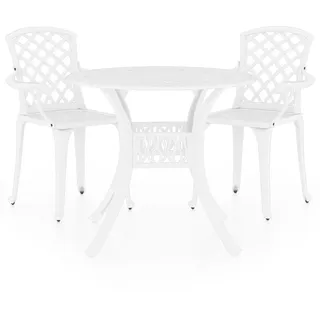 vidaXL 3-tlg. Bistro-Set Aluminiumguss Weiß - Weiß