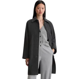 Wollmantel MARC O'POLO, Damen, Gr. 42, grau (night grau melange), Obermaterial: 80% Wolle, 20% Polyamid, regular fit ca. Mitte Oberschenkel, Mäntel Wollmantel, regular fit aus Wolle-Mix, ungefüttert, Schaumschlitz hinten