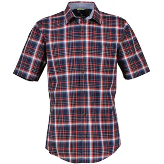 Kurzarmhemd LERROS "Kurzarmhemd *Poplin Check*", Herren, Gr. 4XL, extraweit, rot (hibiscus rot), 100% Baumwolle, Hemden Kurzarmhemd