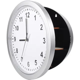 Wanduhr mit verstecktem Safe-Fach, 25 cm, dekorative Uhr mit 3 Geheimfächern für Schmuck, Bargeld und Wertsachen – leise, batteriebetrieben, einfach zu montieren