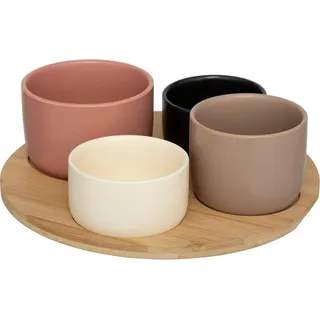 Sg secret de gourmet - Aperitif-set "wavy bliss" 5-teilig aus bambus und keramik - Bunt