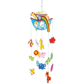 Small Foot 10114 Mobile Noahs Arche, Babyspielzeug für Wickeltisch und Babybett, Holz, Mehrfarbig, 72 x 32 x 22 cm