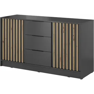 Moderne Kommode mit Schublade Sideboard, Wohnzimmer, Esszimmer, Flur & Diele Schrank Highboard - Kommode JOHN 3D Graphit - Grau