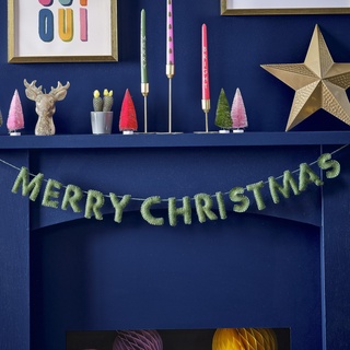 Ginger Ray Green Felt 'Merry Christmas' Wimpelkette Banner Deko Hängende Girlande Dekoration