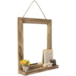 Emfogo Wandspiegel mit Regal, 50,8 x 40,6 cm, Bauernhaus-Dekor, Wandspiegel zum Aufhängen für Badezimmer, Waschtisch, Schlafzimmer, Eingangsbereich, Wohnzimmer (Rustic Brown)