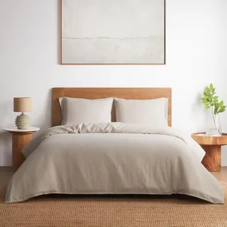 DAPU Bettwäsche (Leinen/Beige(Naturleinen), King)