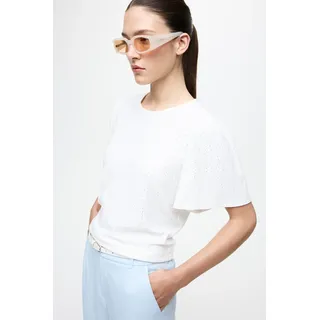 Rundhalsshirt VILA "VIBELLI O-NECK S/S TOP - NOOS", Damen, Gr. XL, snow weiß, Jersey, Obermaterial: 95% Polyester, 5% Elasthan, unifarben, regular fit normal, Rundhals, Shirts Rundhalsshirt