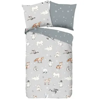 Jugendbettwäsche , Grau, Hellgrau , Textil , Tier , 135x200 cm , atmungsaktiv, angenehm wärmend , Heimtextilien, Bettwäsche & Leintücher, Kinderbettwäsche