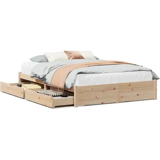 vidaXL Massivholzbett ohne Matratze 140x190 cm Kiefernholz - Braun