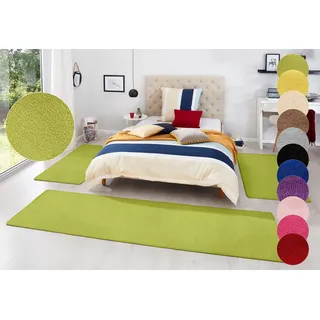 HANSE Home Bettumrandung »Fancy« Höhe 7 mm 3 Stk. tlg. Unifarben, Bettvorleger, 3-teiliges Läufer-Set fürs Schlafzimmer, grün