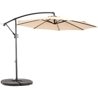 Oxeza Ampelschirm 294/294/250 cm Khaki (Keine Basis) , Sandfarben , Metall , Mode , 294x294 cm , Sonnenschutz, Ampelschirme