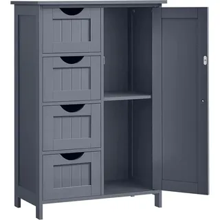 Vasagle Schmaler Badschrank mit 4 Schubladen 30 cm x 55 cm x 81 cm Grau