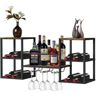 DanDiBo Weinregal Wand Metall Schwarz 8 Flaschen Wandregal , 88x40x25 cm , Weinregale