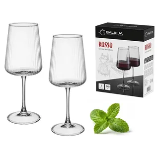 Set mit 2 Rotweingläsern ROSSO 540 ml Wasser Getränke geriffelte Form - Transparent