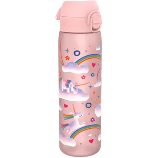 ion8 Trinkflasche, 500 ml, Auslaufsicher, Einhandöffnung, Sichere Verriegelung, Spülmaschinenfest, BPA-frei, Tragegriff, Klappdeckel, Leicht zu Reinigen, Klimaneutral, Einhorn-Regenbögen-Design