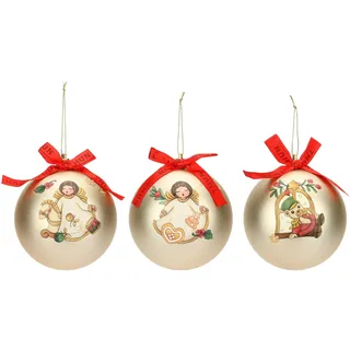 THUN - 3er Set Weihnachtskugeln Gold aus Polyester, groß, Ø 10 cm