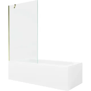 Mexen Vega rechteckige Badewanne 160 x 70 cm mit Verkleidung und 1-flügeligem Paravent 100 cm, transparent, gold - 550116070X95?