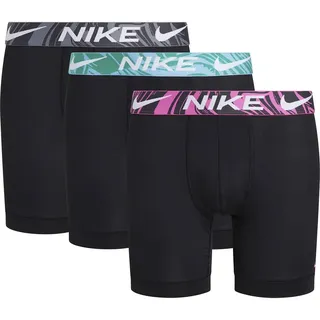 Nike Essential Micro Slip Boxershorts, 3 Einheiten, Größe L, Black/Aqua Blu/LSR FCHS/Cl Grey Mrbl Wb, L