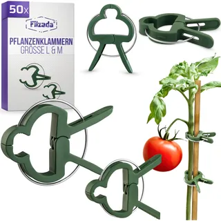 Filzada® 50x Pflanzenclips L & M Set - Tomaten Rankhilfe - Pflanzenklammern | Pflanzen Clips für Blumen, Rosen, Kletterpflanzen - Tomaten Clips Garten Groß - wetterfest & rostfrei - wiederverwendbar