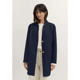 Wollmantel BUGATTI "Regular Fit", Damen, Gr. 34, blau (390, marine), 100% Wolle, unifarben, regular fit, Mäntel Wollmantel, aus reiner italienischer Wolle