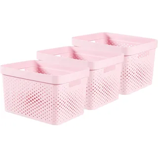 CURVER Infinity Dots Aufbewahrungskorb, rechteckig, 17 l, Rosa, 3 Stück