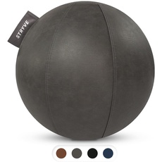 STRYVE Gymnastikball 70 cm Stone Grey, edler Sitzball für Büro, Homeoffice & Sport - inkl. Luftpumpe