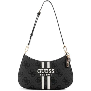 GUESS Noelle II Top Zip Shoulder Bag Coal Logo