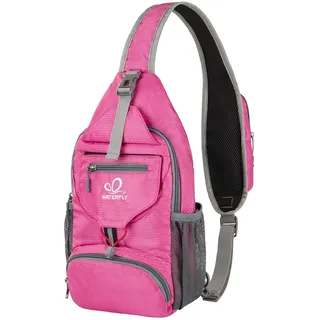WATERFLY Brusttasche Sling Bag Klein: Faltbarer Herr Crossbody Bodybag Crossbag Slingbag Crossover Single Chest Rucksack Schultertasche Schulterrucksack Cross Body Herren Damen Reisen Wandern