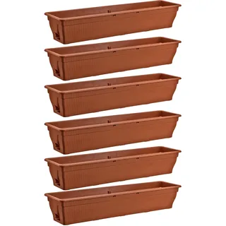 Blumenkasten 6x Balkonkasten 100cm Pflanzkasten stabil mit Wasserspeicher Terra