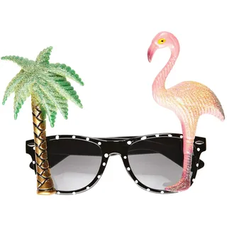 w widmann milano party fashion 0322F - Brille tropischer Flamingo, mit Flamingo und Palme, Hawaii, Karneval, Mottoparty