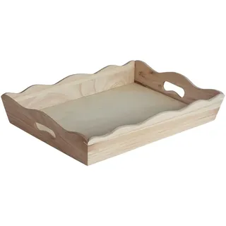 Rayher Holztablett, kleines Tablett, 28 x 38 cm, mit Griffen, Holz FSC zertifiziert, natur, kleines Serviertablett, Dekotablett, 62413000, Beige