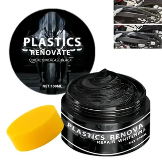 Auto Kunststoffteile Renovierer, Auto Kunststoff Reparatur Wachs mit Schwamm, Reparatur Paste für Fahrzeuge Innenraum, Kunststoffpflege Auto für Innen mit UV Schutz, Schnelle Reparatur & Glanz