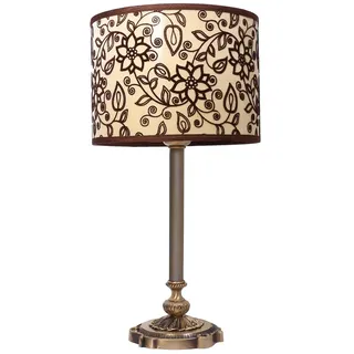 Premium Tischleuchte Mit Stoffschirm 30cm Messing Fuß Bronziert Nachttischlampe