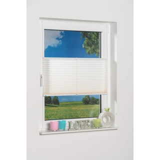 K-home 422148-11 Klemmfix-Plissee 80 x 210 cm (B x L) Creme Lichtschutz +++ Moderne Crushed Optik +++