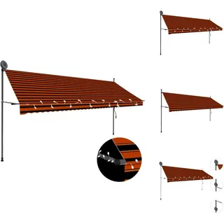vidaXL Einziehbare Markise Handbetrieben mit LED 400 cm Orange Braun - Markisen - Orange