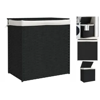 vidaXL Wäschekorb mit 2 Fächern Schwarz 53x35x57 cm Poly Rattan