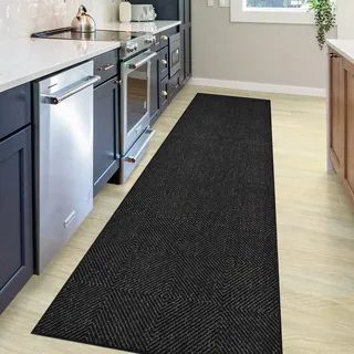 Teppich OTTO HOME "Anna, auch als Läufer erhältlich" Gr. 12, schwarz, B:80cm H:3mm L:250cm, Kunstfaser, Teppiche, Teppich, In- und Outdoor geeignet, Sisal-Optik, Wetterfest & UV-beständig, Topseller