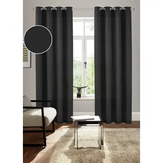 Bruno Banani Vorhang »Lagan« Ösen 2 Stk. tlg. 2-er Set, gewebt, Microfaser, versch. Größen, einfarbig, Bestseller, schwarz