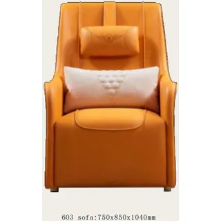 Sessel Relax Leder Lounge Club Polster Design Couch Luxus Sofa Sitzer Möbel Neu - Orange