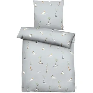 APELT Bettwäsche »Cats GOTS« 2 Stk. tlg. Katzenmotive, grau