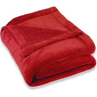 CELINATEX Flauschige Kuscheldecke 150 x 200 cm rot Decke Sofa warm Wohndecke weich Mikrofaser Fleece Oeko-TEX Montreal