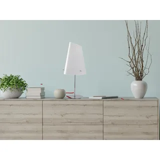 Tischleuchte Chrom mit Glasschirm Opal Weiß für Fensterbank, Nachttischlampen